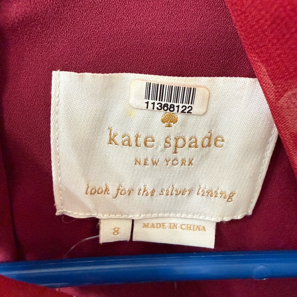 Kate Spade Size 8 Red Dress with Subtle Off White Accents - Picture 2 of 8
